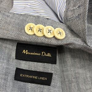 Massimo Dutti Black and Light Grey Herringbone Blazer